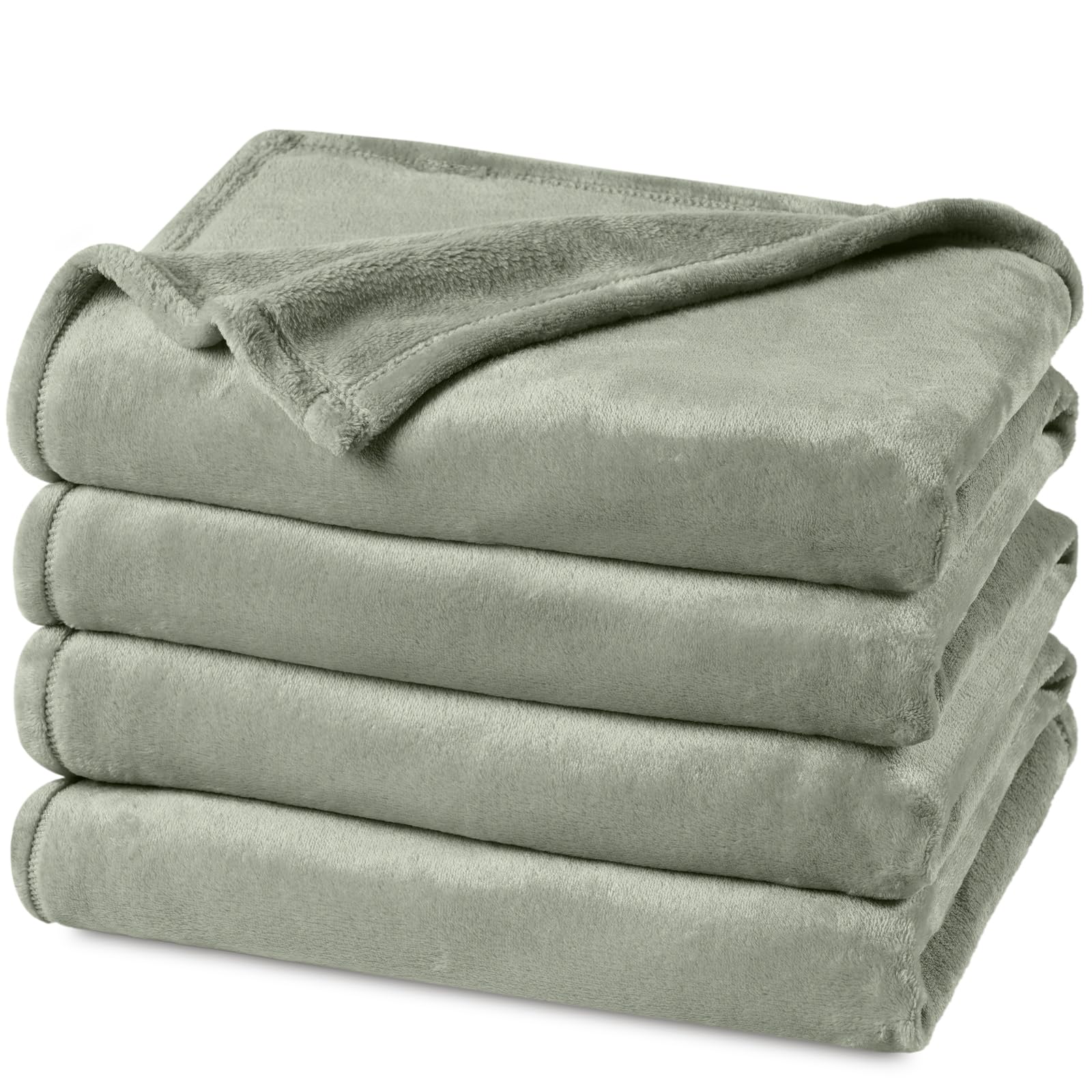 phf ultra soft fleece blanket twin size, no shed no pilling luxury plush cozy 300gsm lightweight blanket for bed, couch, chair, sofa, perfect decorations gifts, 66" x 90", seagrass