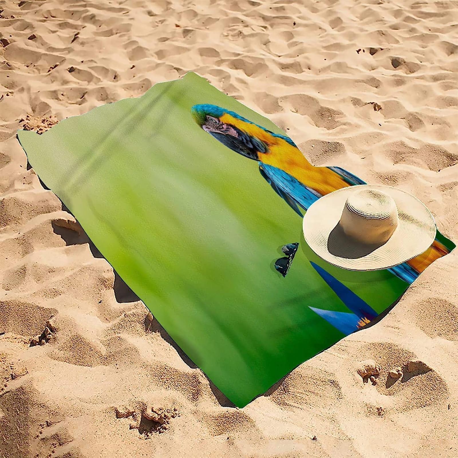 Telo Mare Pappagallo Microfibra Telo Mare 200x200, Animale Asciugamano Mare Grande Asciugatura Rapida Antisabbia Leggero per Palestra, Viaggio, Campeggio