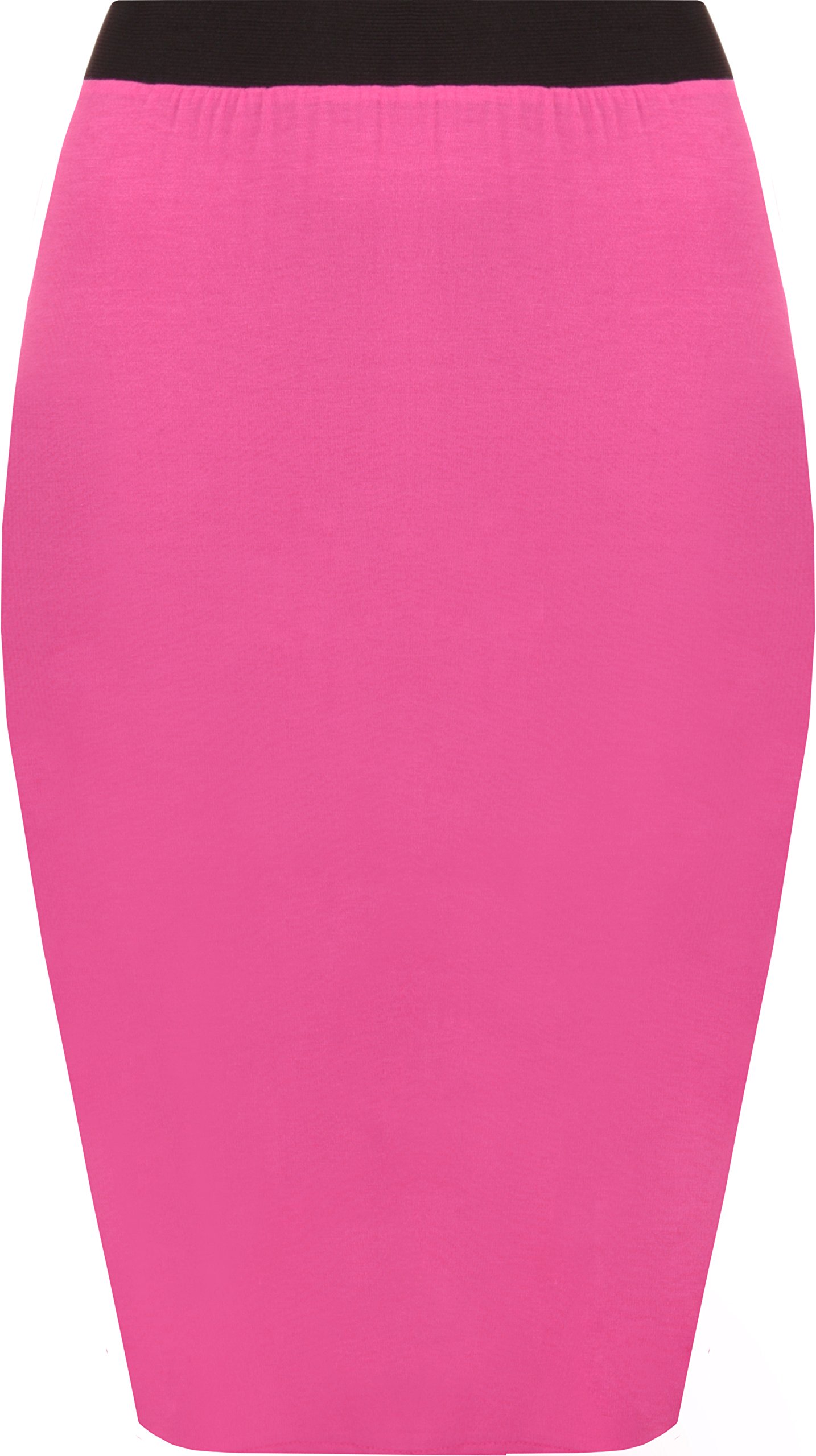 Wearall Women's Cerise Plain Elastic Waist Bodycon Stretch Pencil Midi Skirt - 8-10
