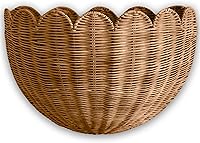 BEBE BASK Lola Mocca Scalloped Wicker Hanging Basket - Handwoven Rattan Wall Storage Decor for Nursery, Living Room, Bathroom