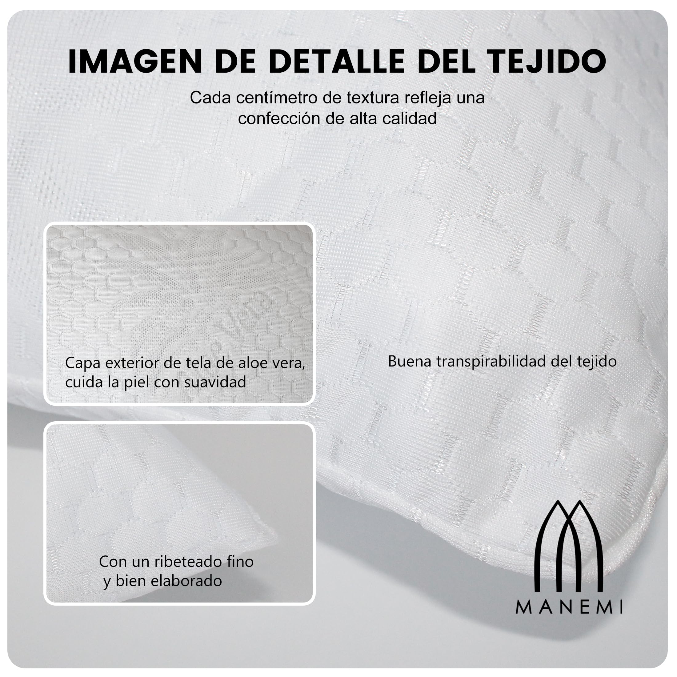 MANEMI Set 2 Almohadas Viscoelástica 40x105cm Transpirable, Relleno de Espuma de Memoria Fragmentada envueltos en Capas de Fibra, Funda de Aloe Vera, Experiencia de Sueño Fresca y Cómoda
