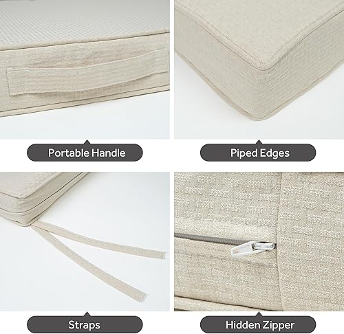 Miniatura 3 de SINUOLIN Cojín de banco de 42 x 18 x 3 pulgadas, de espuma viscoelástica, para asiento de ventana de bahía, para interiores y exteriores, para