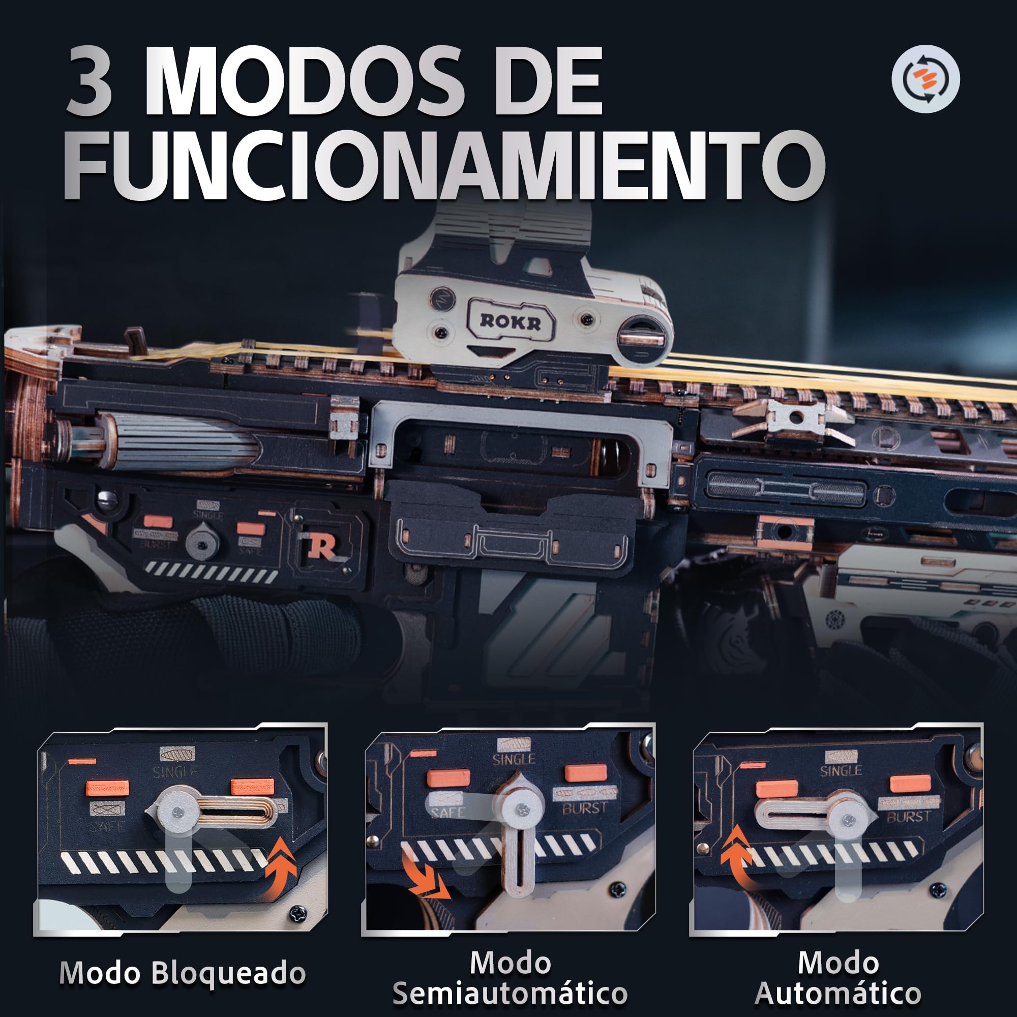 ROKR Puzzle 3D de Madera, Maquetas para Construir Adultos Modelo LQB02 | Modelo de Ingeniería Mecánica