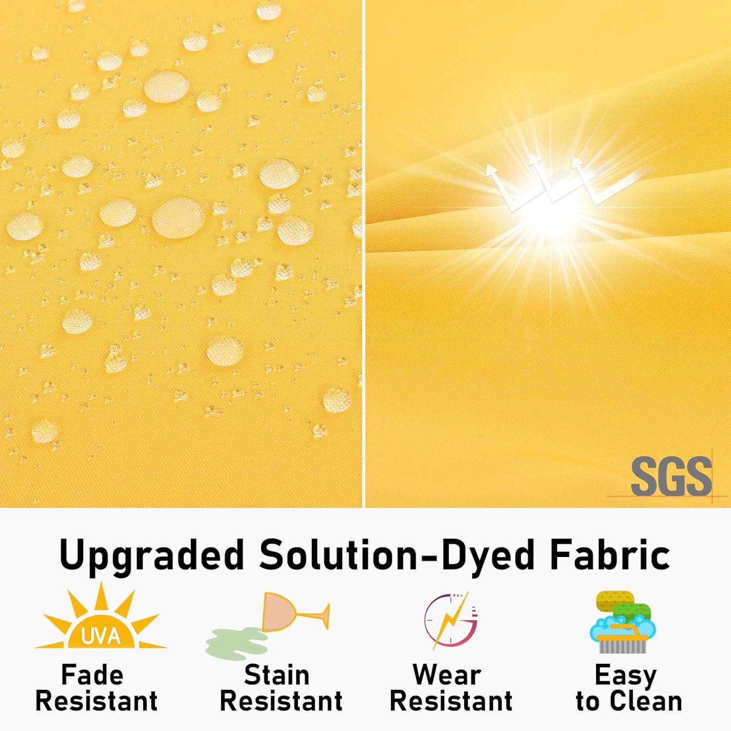 Topotdor Outdoor Chair Cushions Set of 2, 17"x16"x2" Waterproof Patio Chair Cushions for Outdoor Furniture, Round Corner Outdoor Seat Cushions Color Fastness Chair Pads with Ties, Yellow