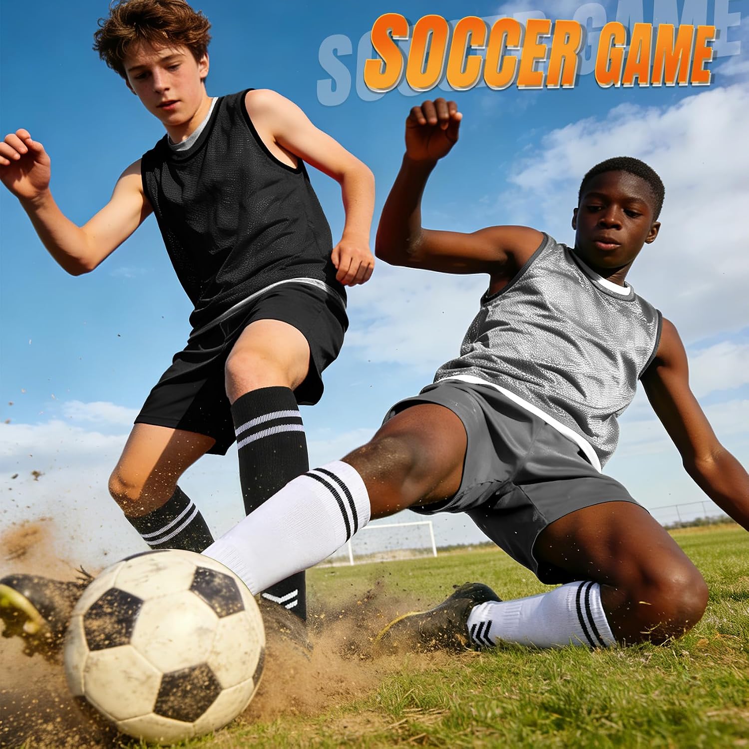 XZQTIVE 3 Pack Soccer Socks Football Socks for Kids Youth Adult Over the Calf Athletic Sport Baseball Softball Socks