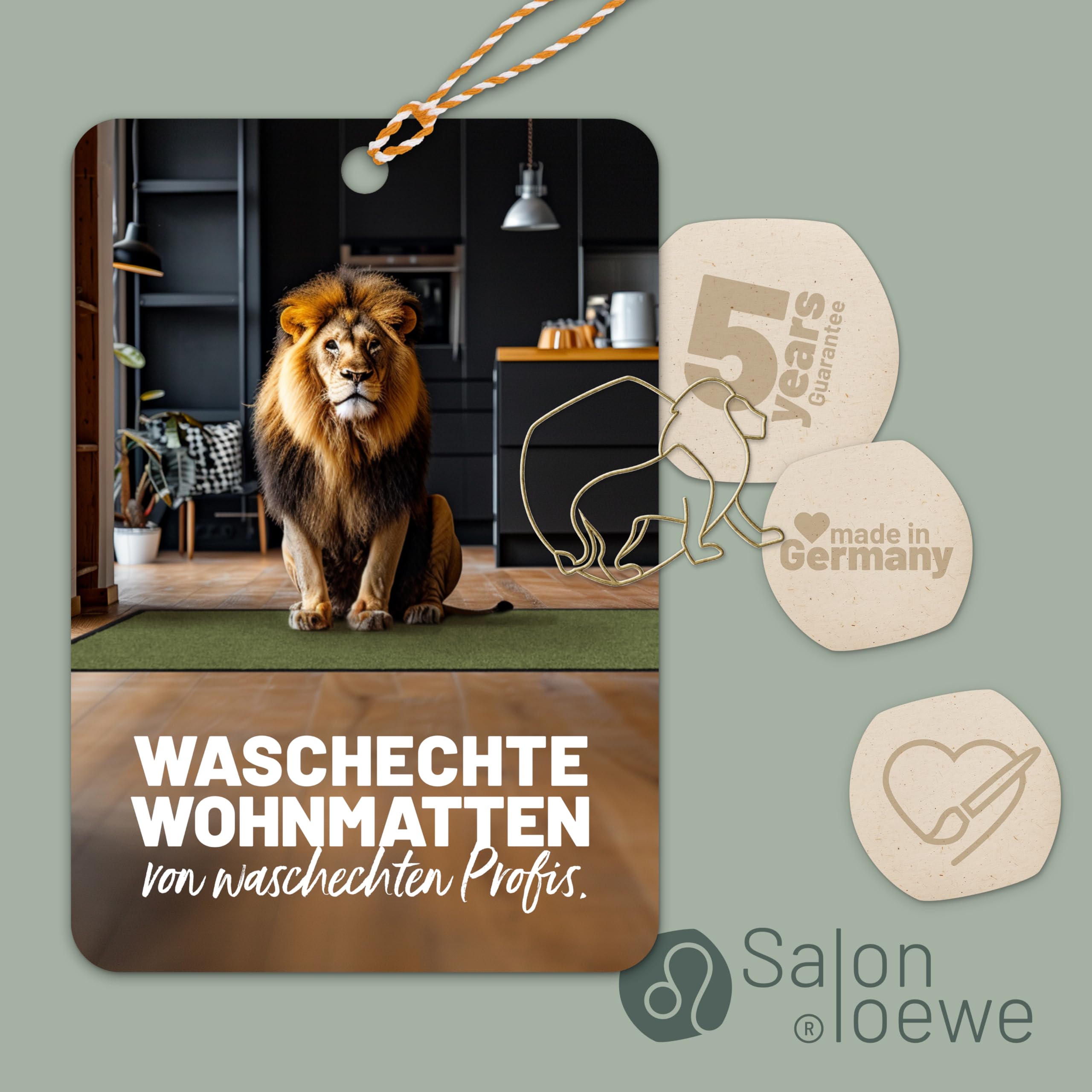 Salonloewe Fussmatte Nestor sage-beige I Schmutzfangmatte & Fußabtreter für Innen 75 x 120 cm