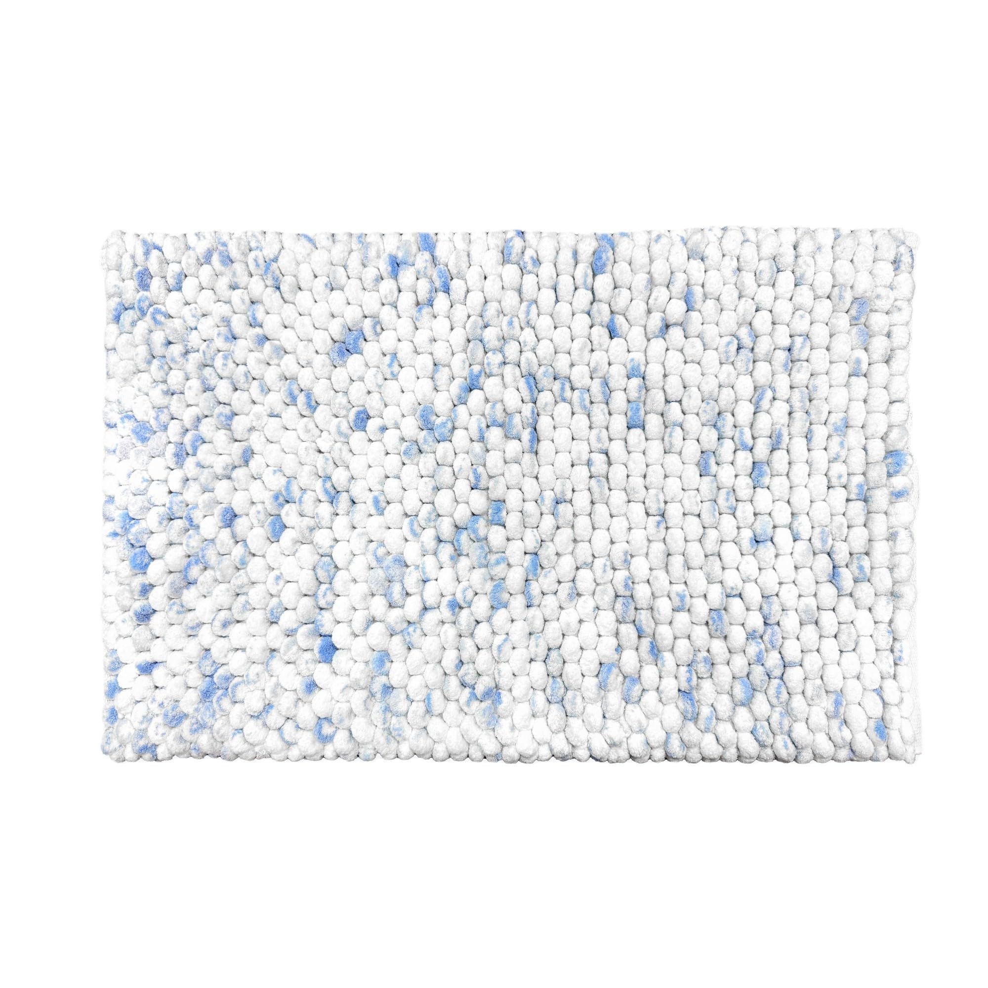 Allure Marl Chunky Bobble Bath Mat Non Slip 50 x 80cm - Super Soft, Absorbent & Quick Dry Marble Design Giant Bobble Bathroom Rugs, Easy Care, Machine Washable (Blue)