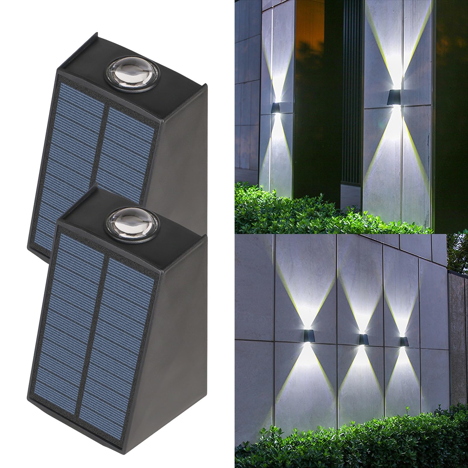 Bvcl White Light Solar Wall Lights Outdoor, Solar Security Lights Up And Down Wall Lights Ip65 Waterproof Led Solar Lights For Garden Decoration Fence Yard Front Door (Color : Size : 2Pcs)