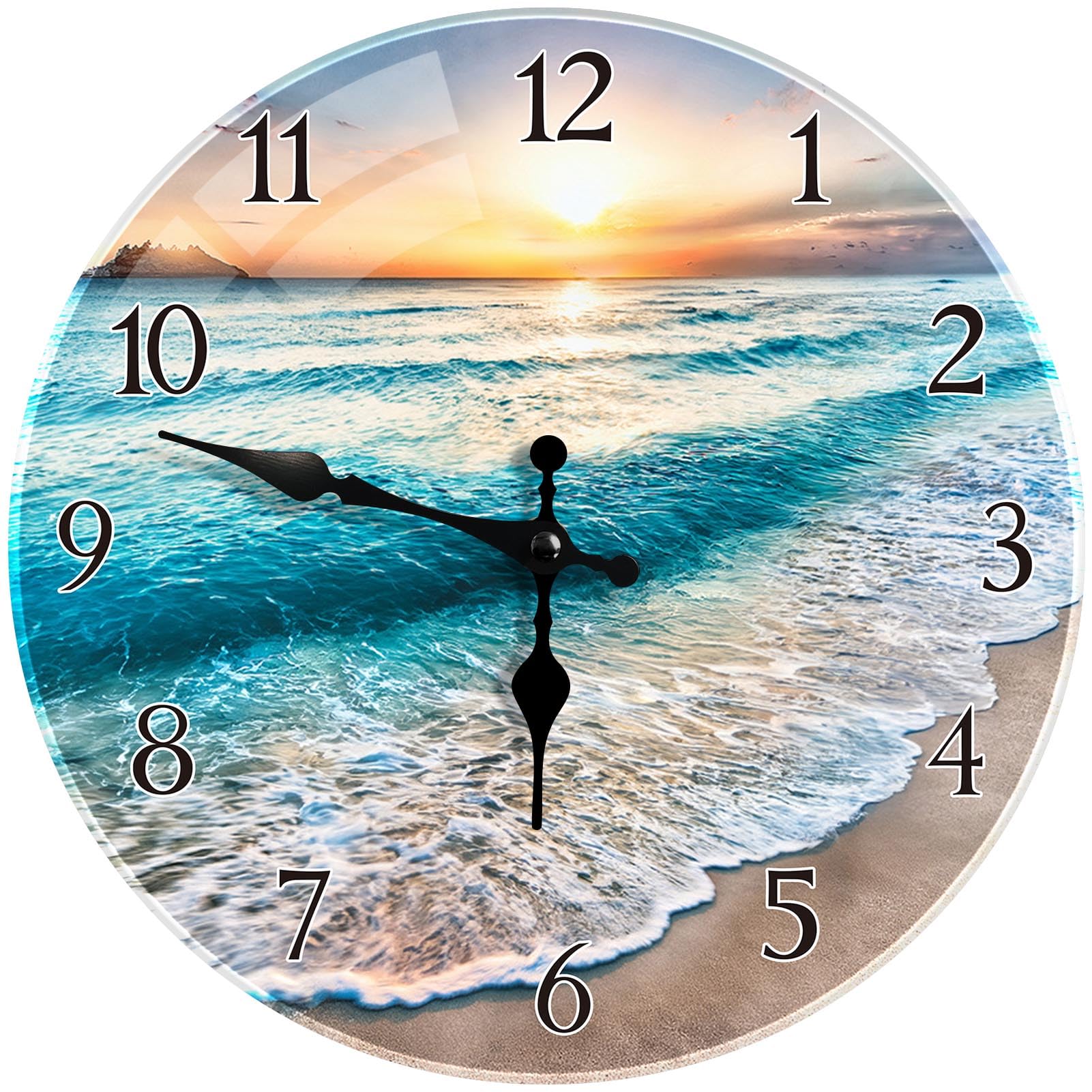 Horloge murale silencieuse Britimes en verre 30 cm pour un salon zen sans aucun tic-tac