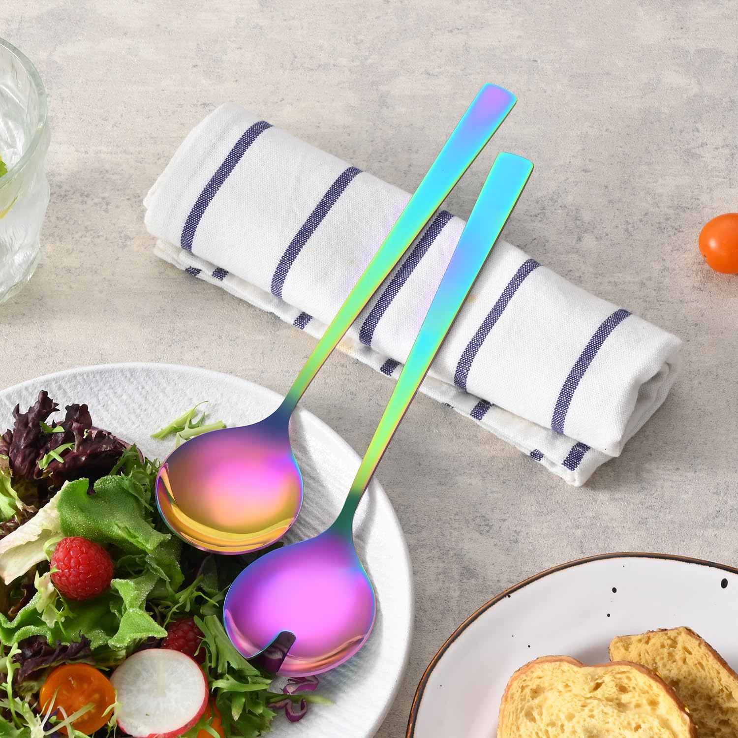 Rainbow Salad Servers - Set of 2 Stainless Steel -7 Rainbow Salad Servers - Set of 2 Stainless Steel -7