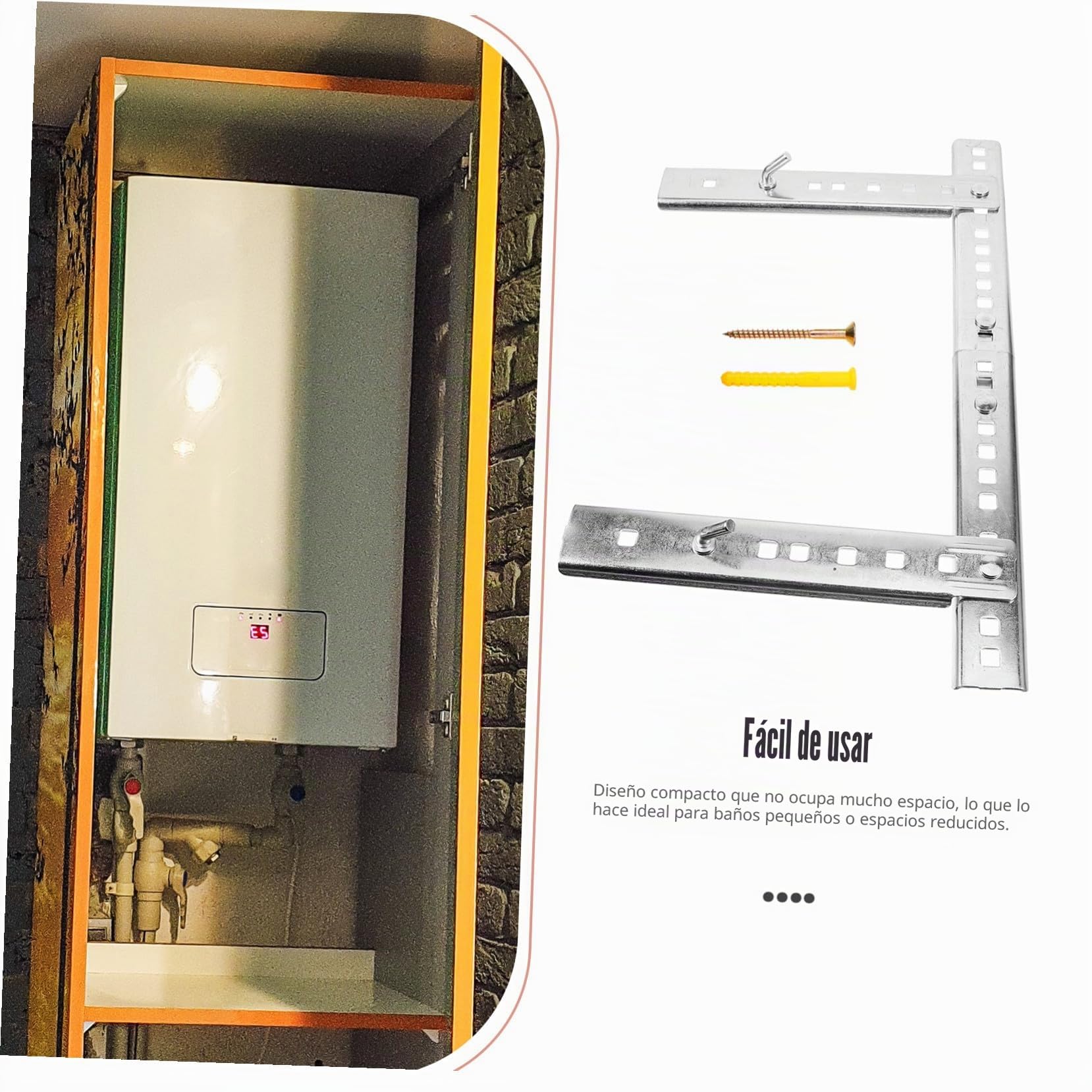 Didiseaon Calentador Fácil Agua Soporte Hierro Eléctrico para Instalación y Soporte Estable para Espacios Reducidos y Baños Pequeños