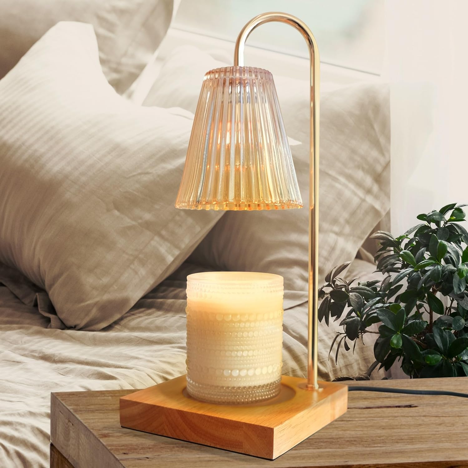 Electric Candle Warmer Lamp with Timer - Mothers Day Gifts for Mom, House Warming Gifts, Bedroom, Home Decor, Adjustable Height Dimmable Candle Wax Warmer - Candle Warmer Lamp with 2 Bulbs