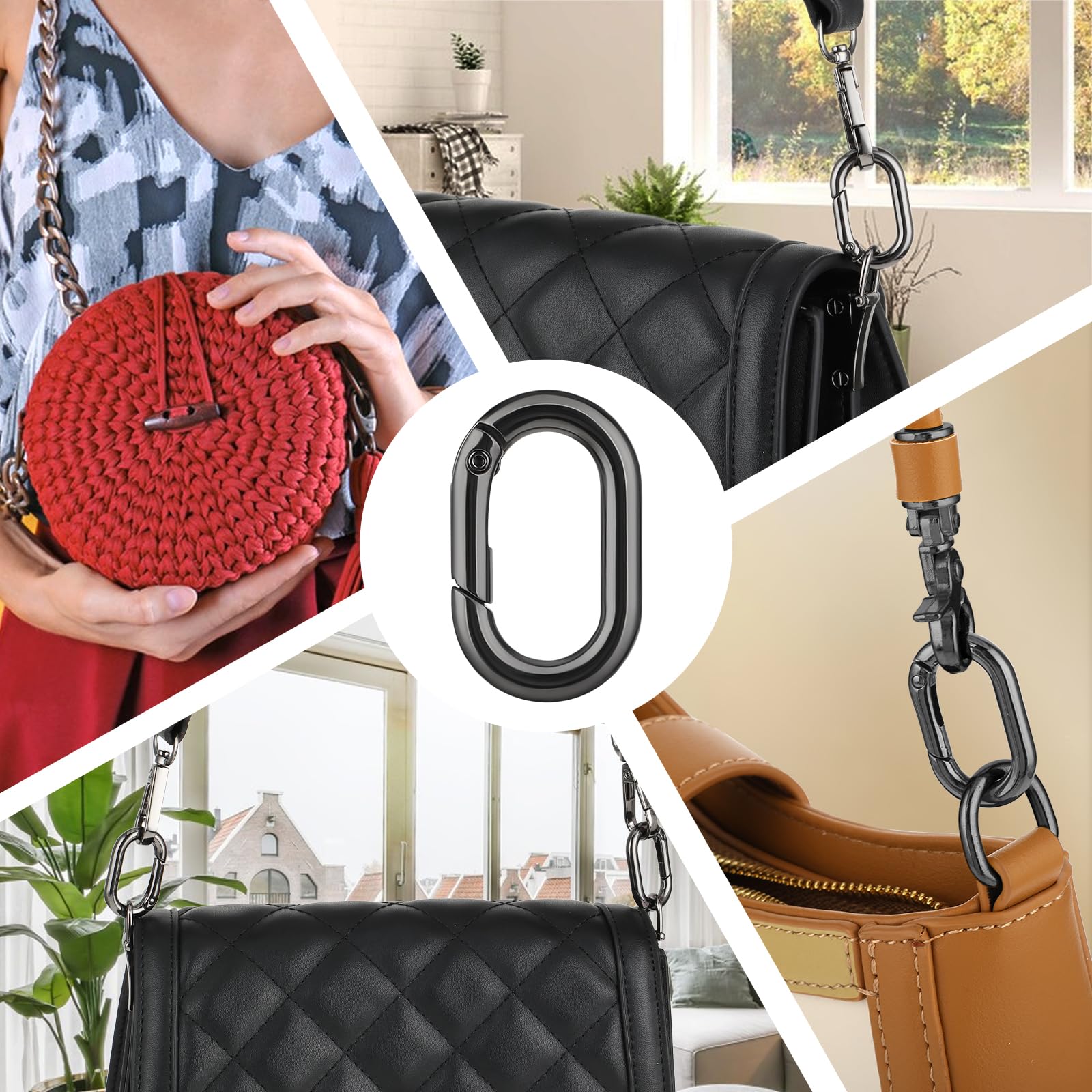 Tyqour 12 ganchos de resorte resistentes, clips de mosquetón pequeños de 1.35 pulgadas, mosquetón de bloqueo pequeño, clip de resorte, clips de mochila para acampar al aire libre, columpio, hamaca,