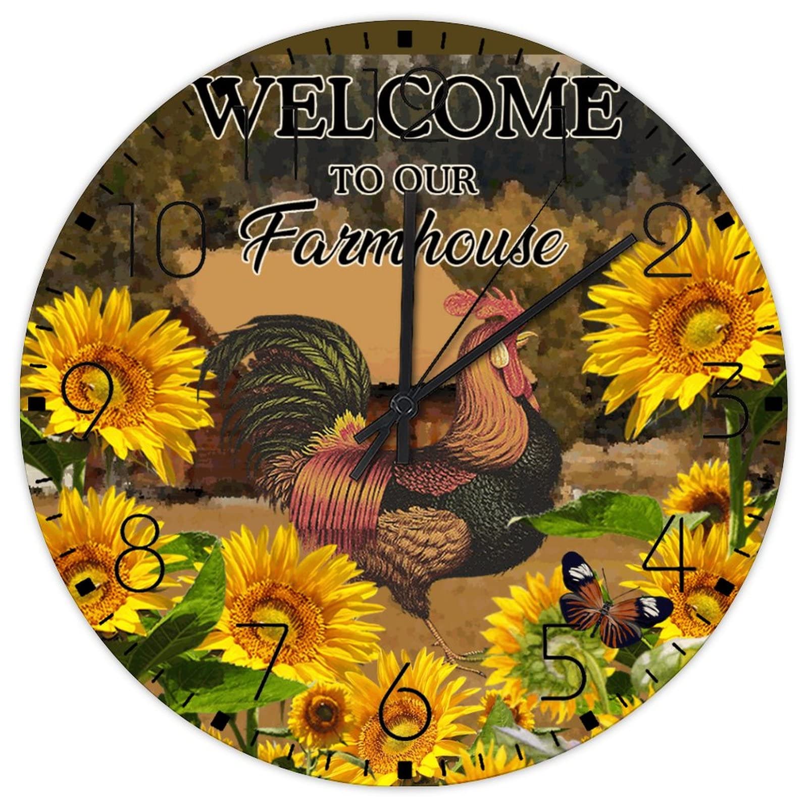 Horloge murale en bois ronde de 38 cm au fini traditionnel