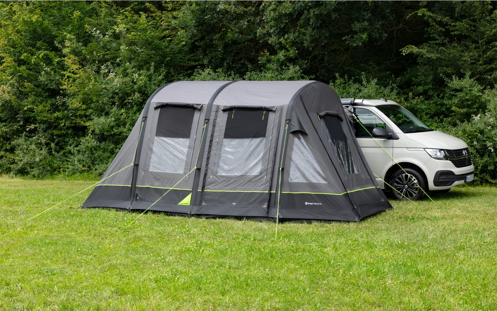 BERGER Morena Air Busvorzelt | Camping Autozelt mit Stehhöhe | Wohnmobil Vorzelt für zusätzlichen Wohnraum, aufblasbar mit eingenähtem Boden | Rahmenlose Konstruktion, Anbauhöhe 180–220 cm