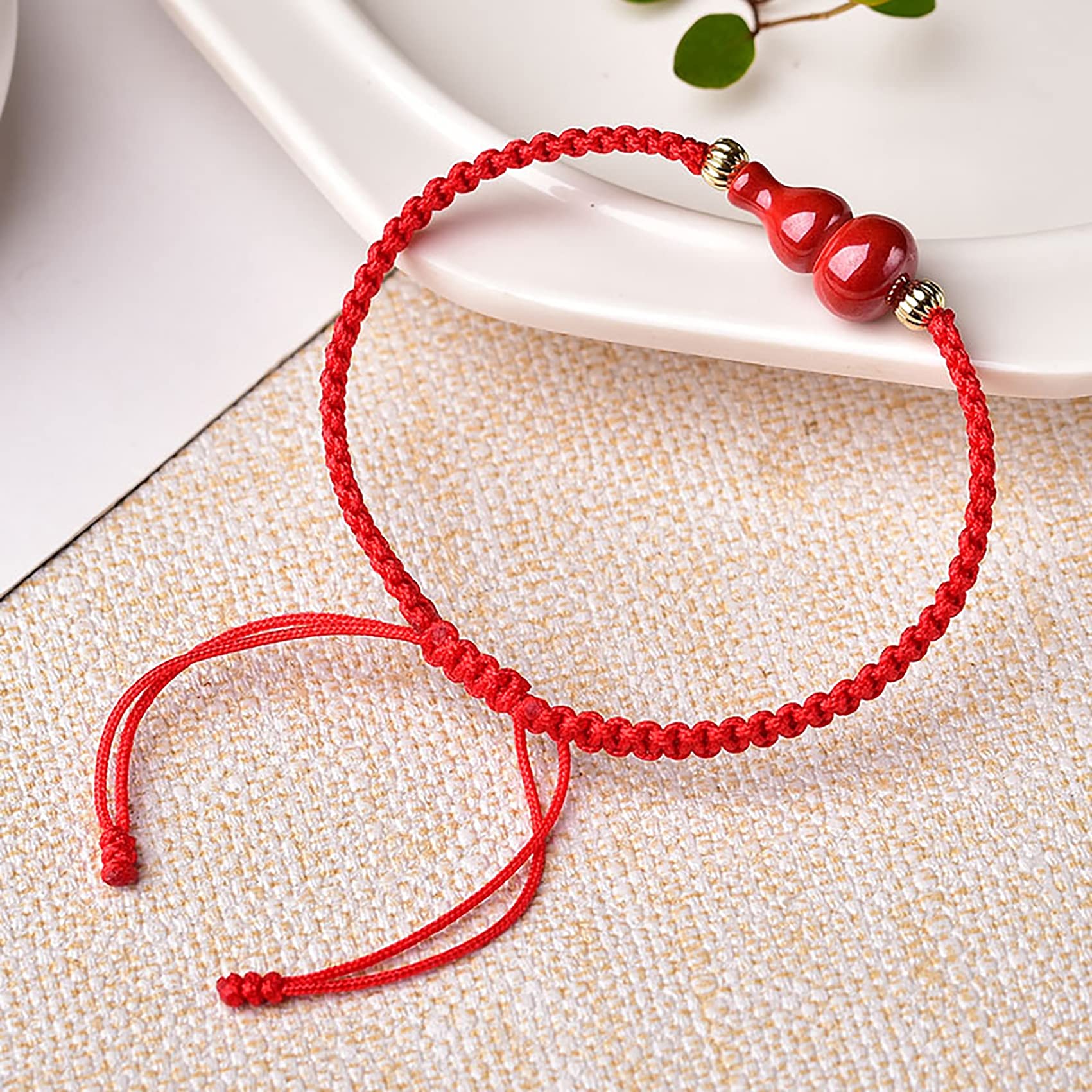 Bracciale Ricchezza Bracciale Bracciale con Cordino Rosso Bracciale con cinabro Naturale S Bracciale Wu Lou/Zucca Intrecciato Talismano Regolabile Bracciale Buddista Fatto a Mano Attira buona Fortuna