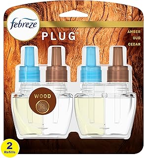 Febreze Origins Fade Defy PLUG Air Freshener & Odor Fighter, Wood, (2) .87 fl. oz. Oil Refills Cranberry