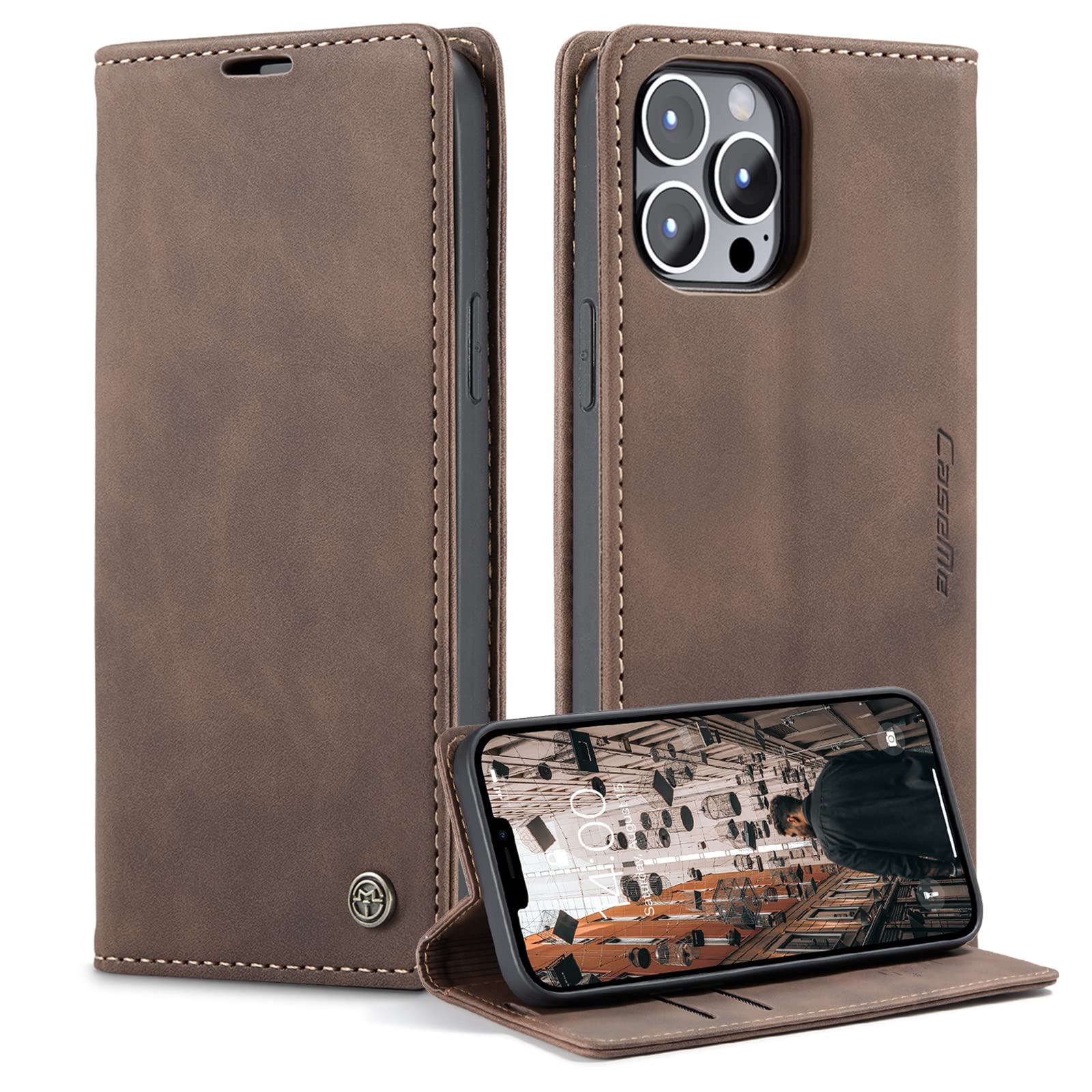 Monweicz Handyhülle Premium Lederhülle Klappbar Flip Case Tasche Magnet Kartenfach Standfunktion Klapphülle Schutzhülle