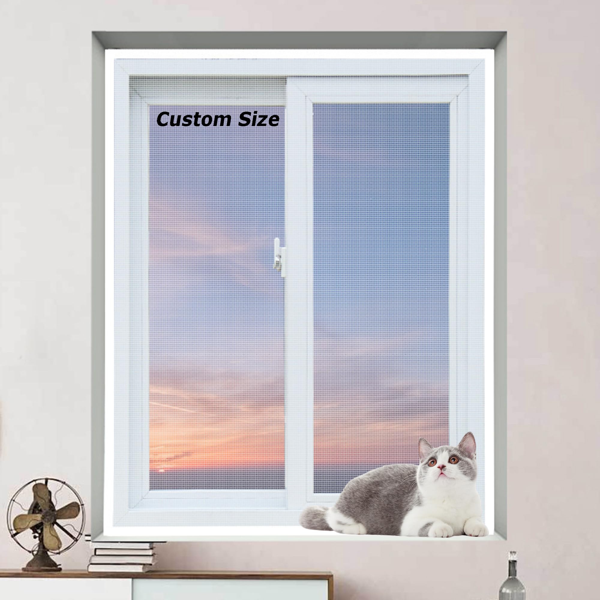 Xxiudee Multicolor Custom Size Cat Safety Nets, Anti Mosquito Insect Fly Screen Cat Window Screen Mesh, Cat Window Guard, Self Adhesive Window Protection For Balcony Kitchen