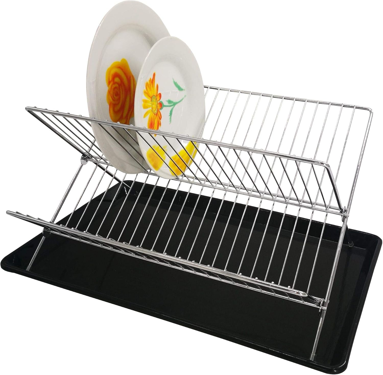 Folding Dish Drainer with Tray Features an Expandable TwoTier Design