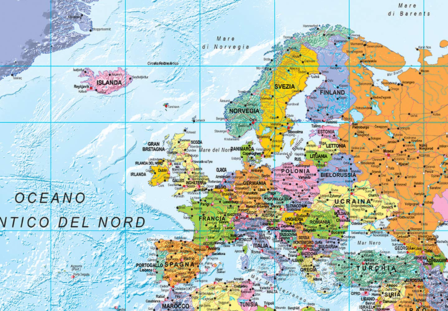murando - Lavagna Di Sughero per Puntine - Mappa Mondo 120x80 cm 3 Pezzi - Bacheca Sughero da Parete & Quadri Componibili in un Uno - Grande Decorativo per Parete per le Note - Terra k-A-0460-p-e