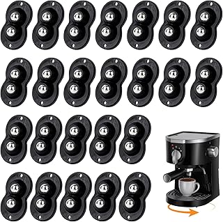 24 Pcs Self Adhesive Caster Wheels Appliance Rollers 360° Mini Swivel Small Slider Silent Mini Ball Transfer Roller Universal Appliance Wheels for Storage Box Coffee Maker (Black with 2 Steel Ball)