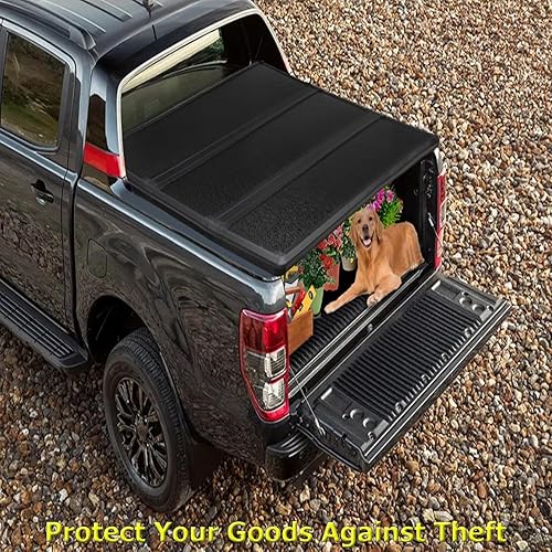 Vista 22 de Cubierta Tonneau rígida y plegable para caja de camioneta Jeep Gladiator de 5 pies, cubierta Tonneau de tres pliegues compatible con Gladiator Duro