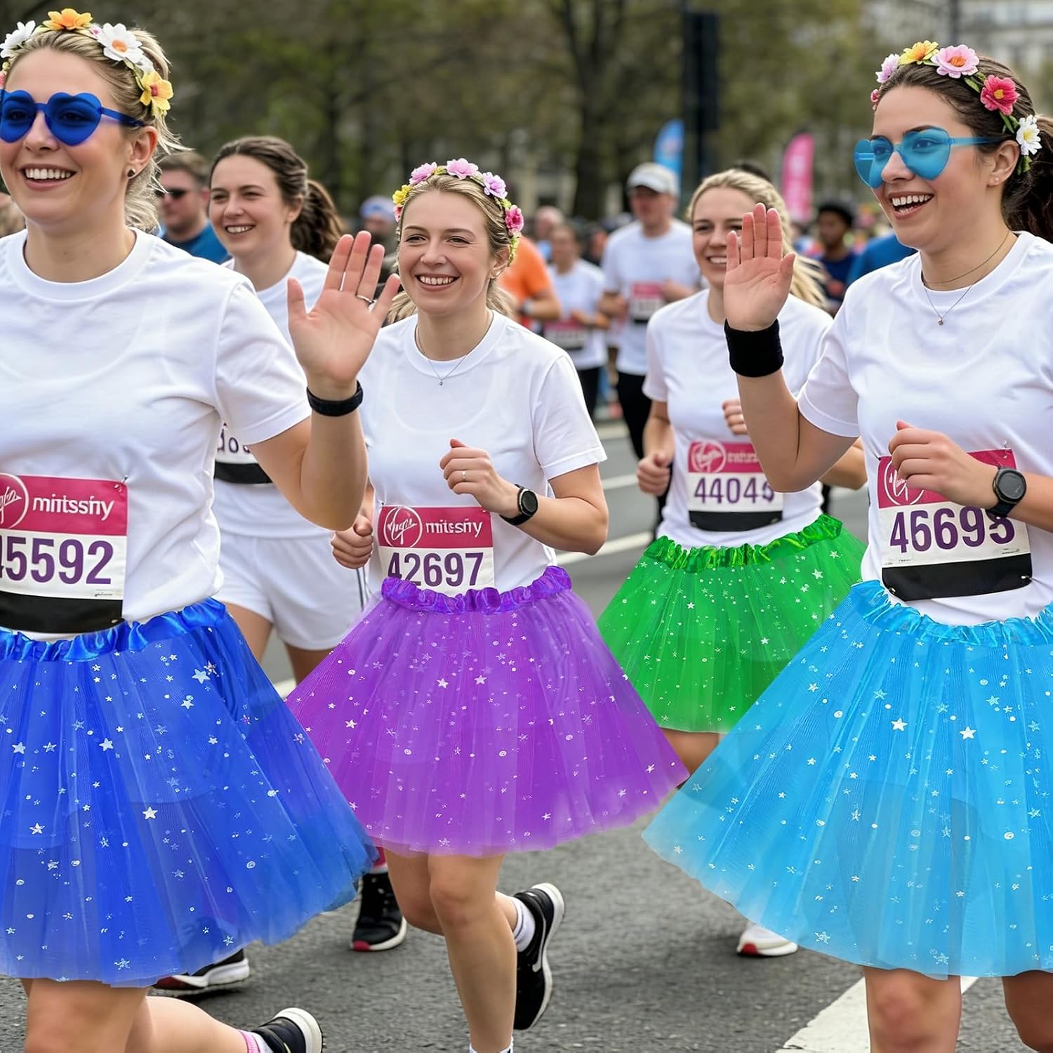 2 PCS Adult Tutus Skirts for Women Sequined Tutu Skirt Elastic Tulle Tutu Colored Tutus for Dance Runners Halloween Party