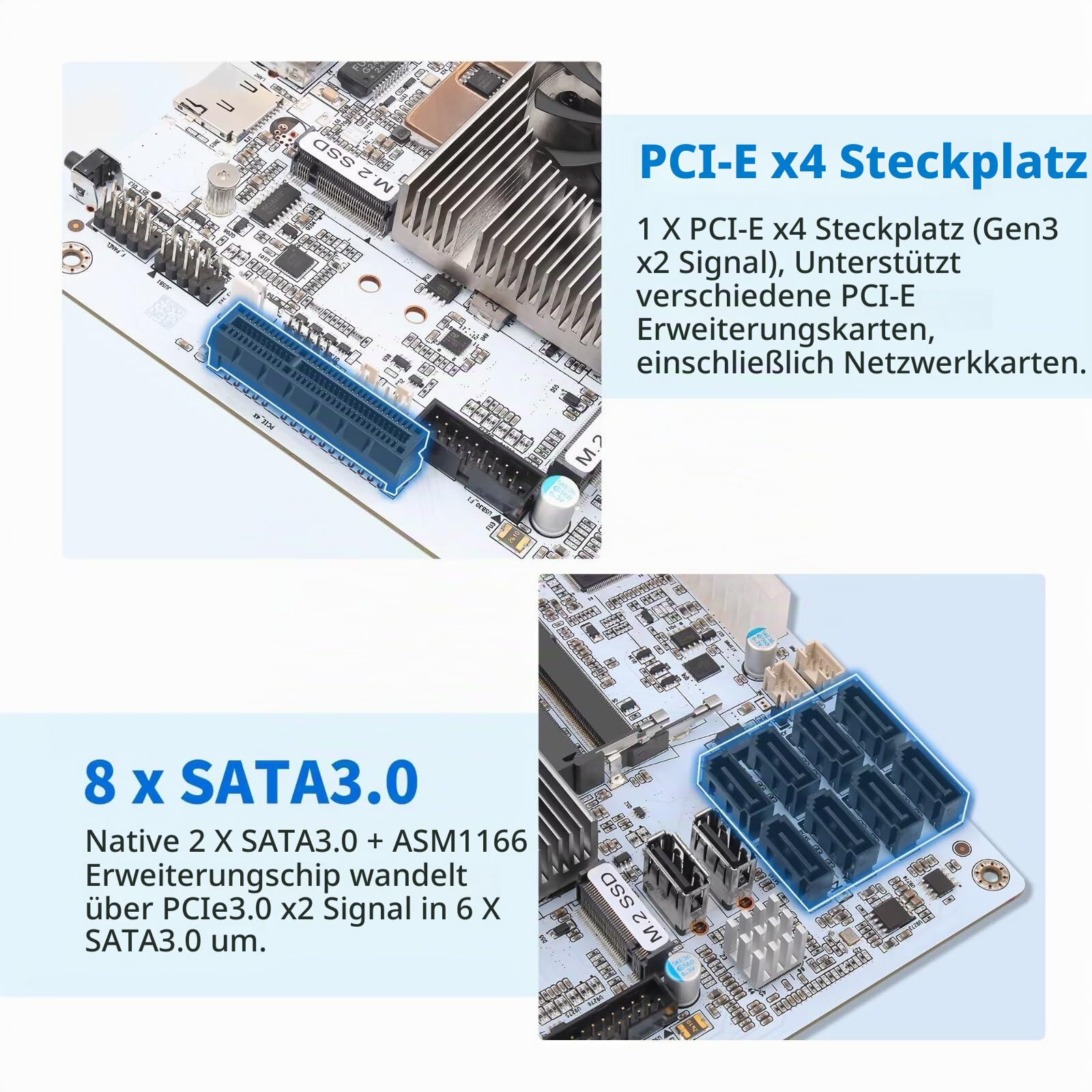 NAS Motherboard 8 Bay SATA3.0, Core i5 8256U Mini ITX Motherboard 2xM.2 NVMe PCIe3.0 x2, 2 i226V 2.5GbE LAN Computer Board 4K HD DP NAS Board, PCI-E x4, Barebone (No RAM/SSD/OS)