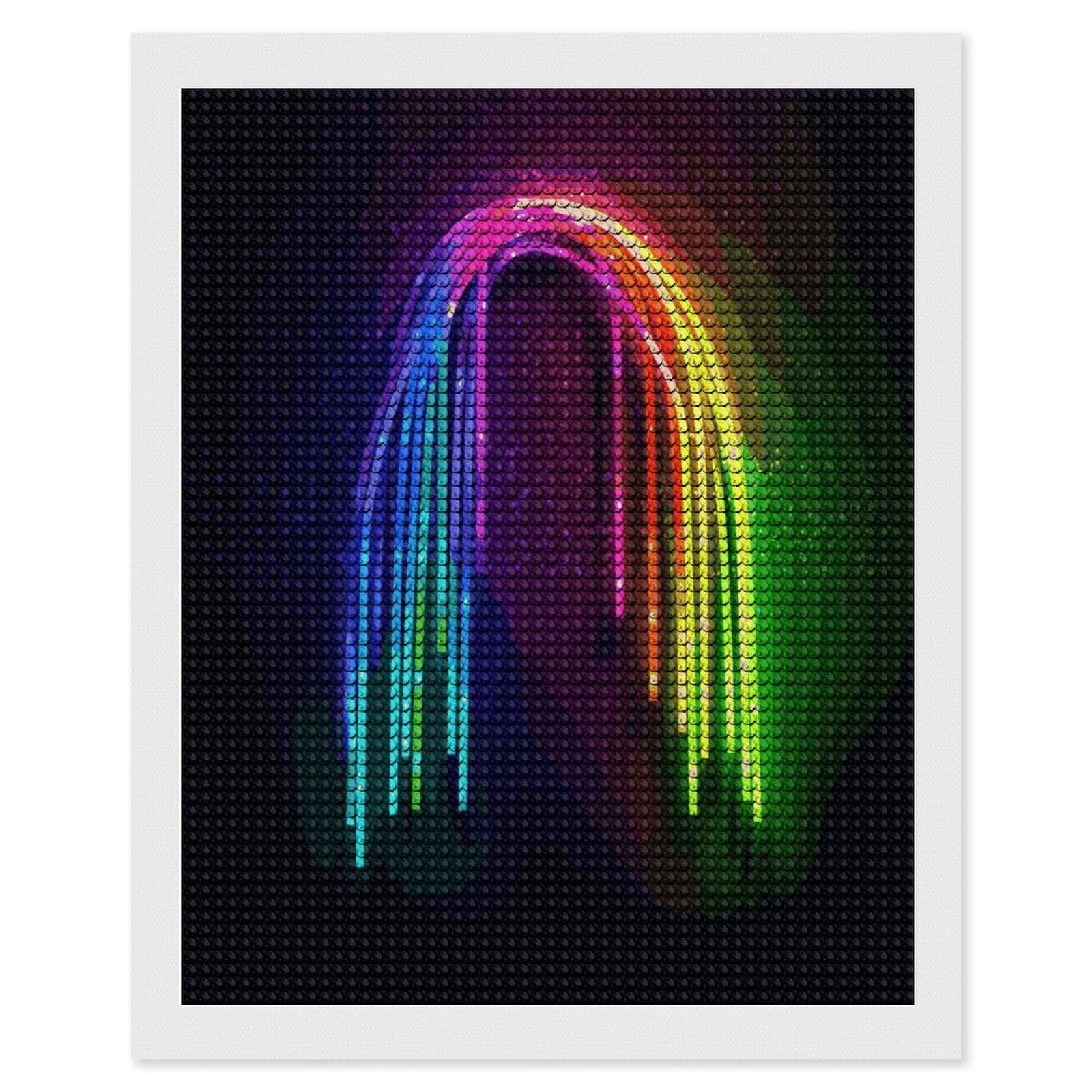 LDGSUPH Rainbow Neon Diamond Painting Kits for Adults Paint with Diamond Pictures Art DIY Full Drill Diamond Dots Painting Personalized Diamond Photo for Home Wall Decor Gift 16"x20"