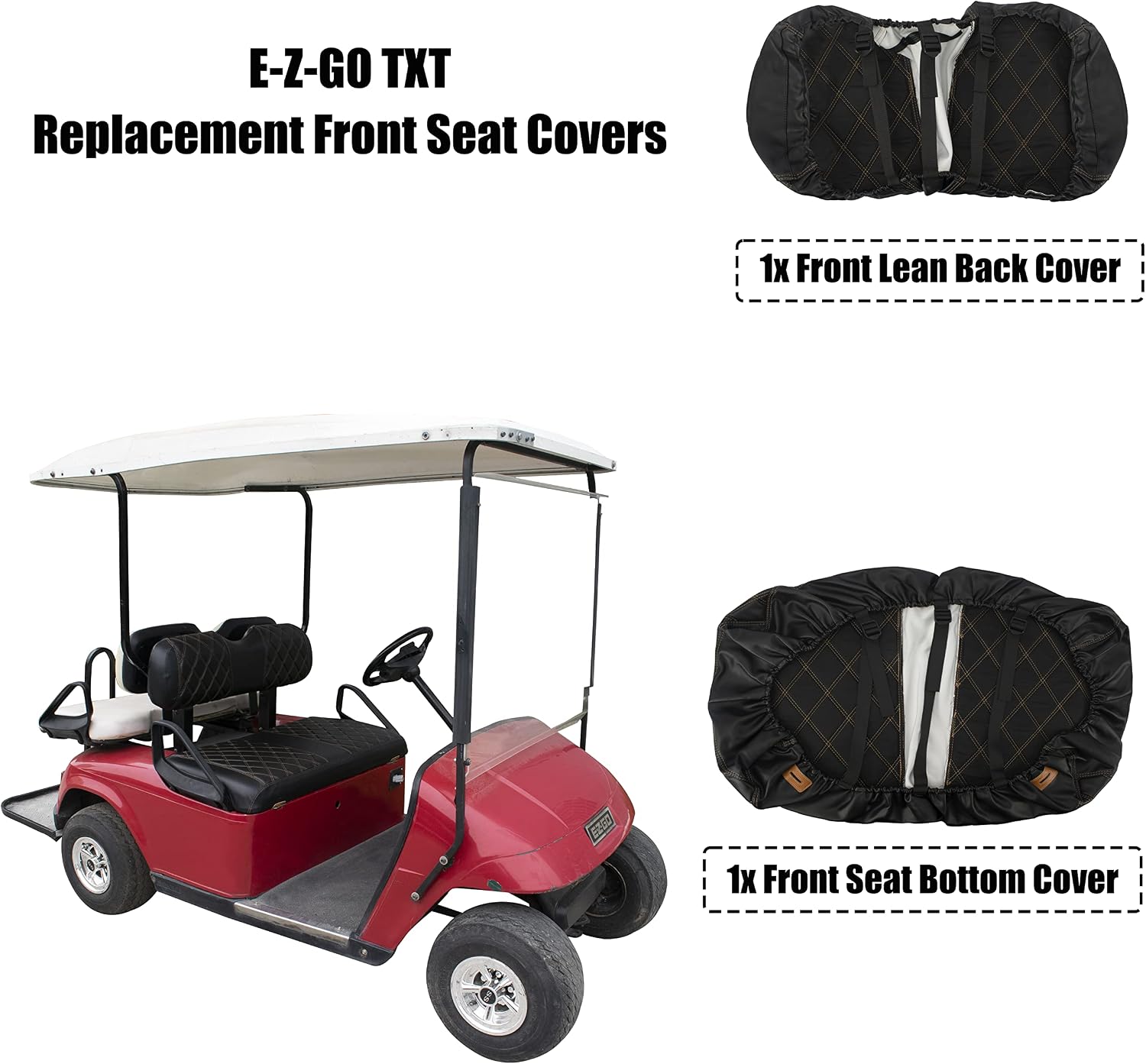 NOKINS Golf Cart Diamond seat Cover for Club Car EZGO Yamaha, Golf cart Vinyl seat Cover