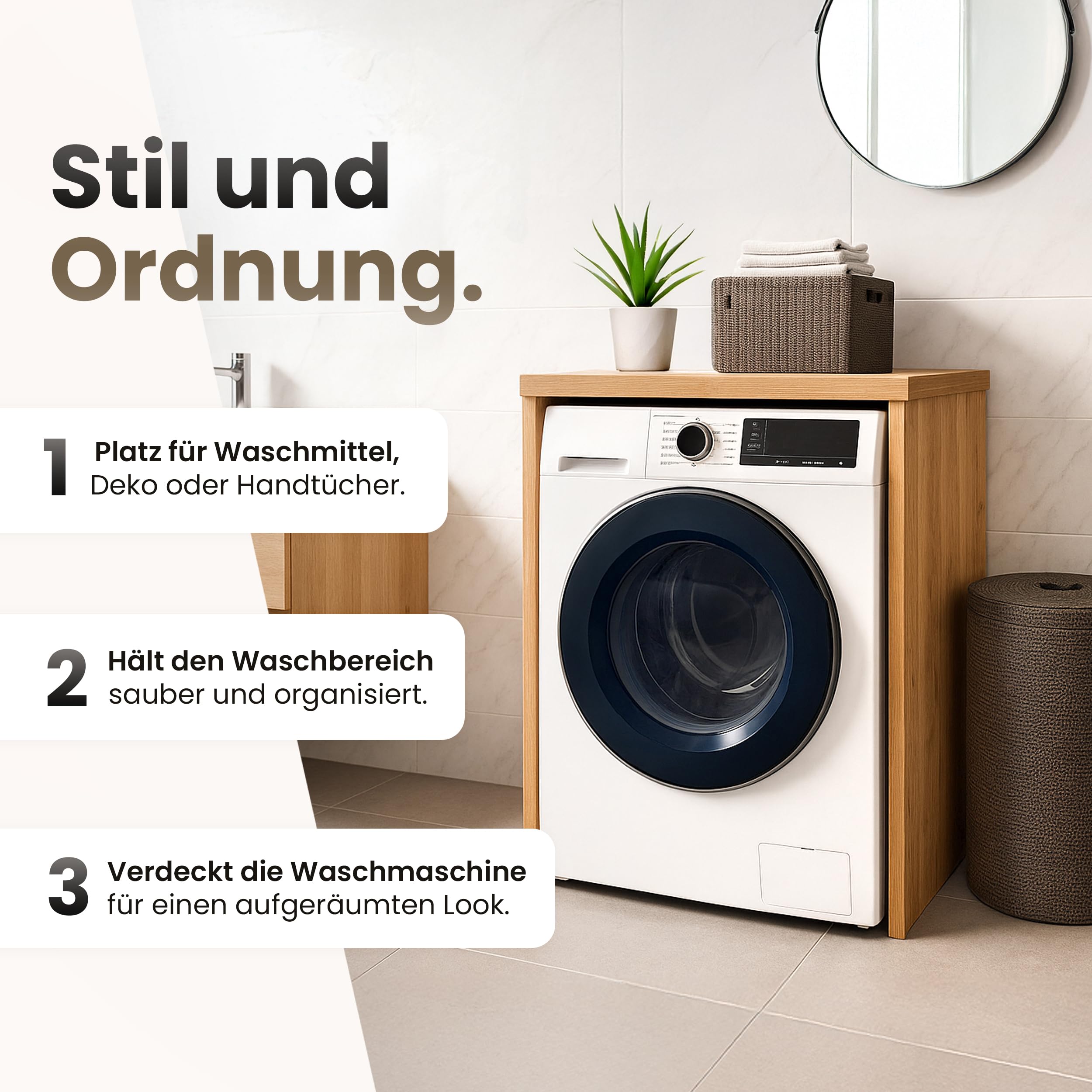 Waschmaschinenregal Badmöbel über Waschmaschine, Weiß