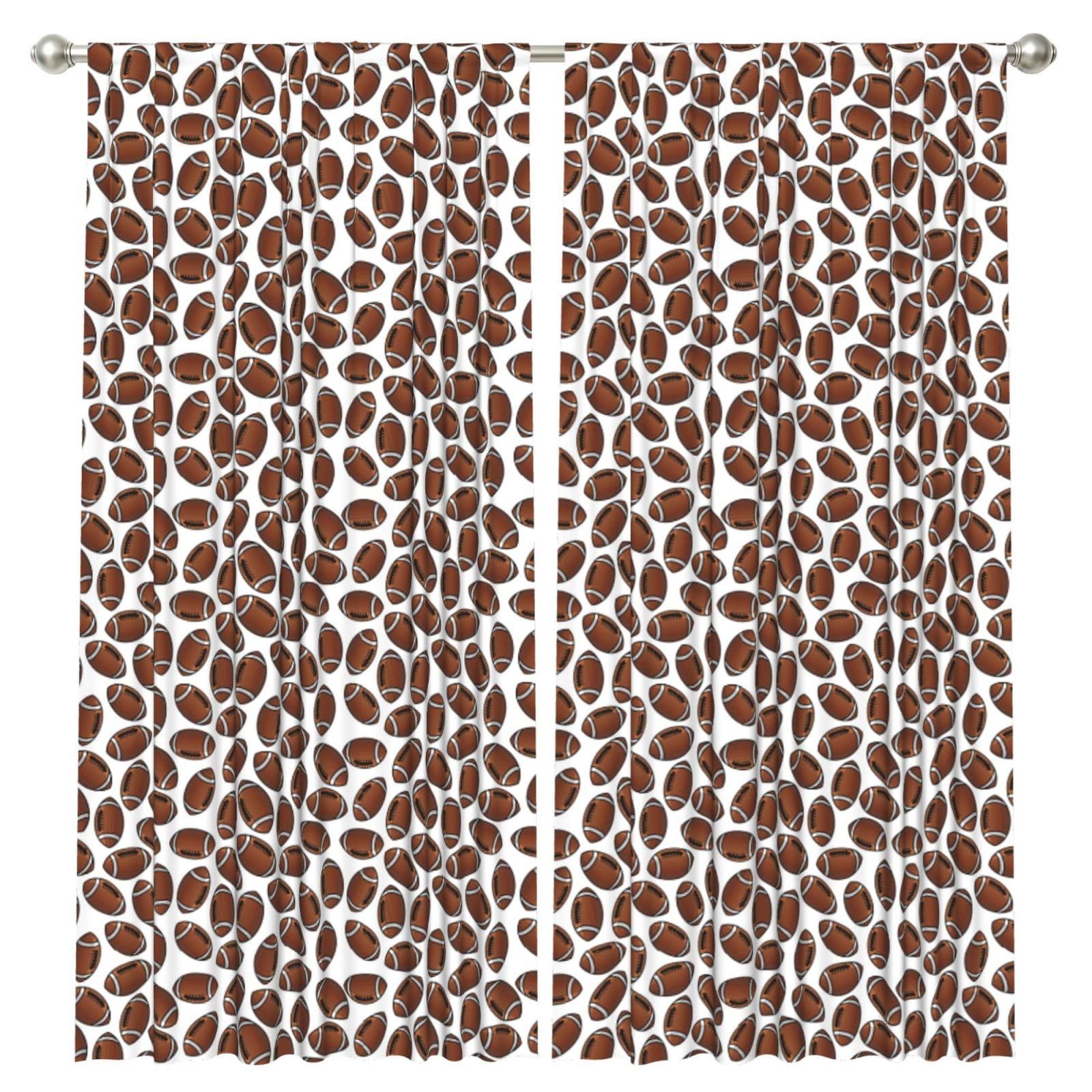 InOmak American Football Rugby Balls, 2 Panels Window Curtains 52 x 84 Inch Blackout Curtains for Living Room Bedroom