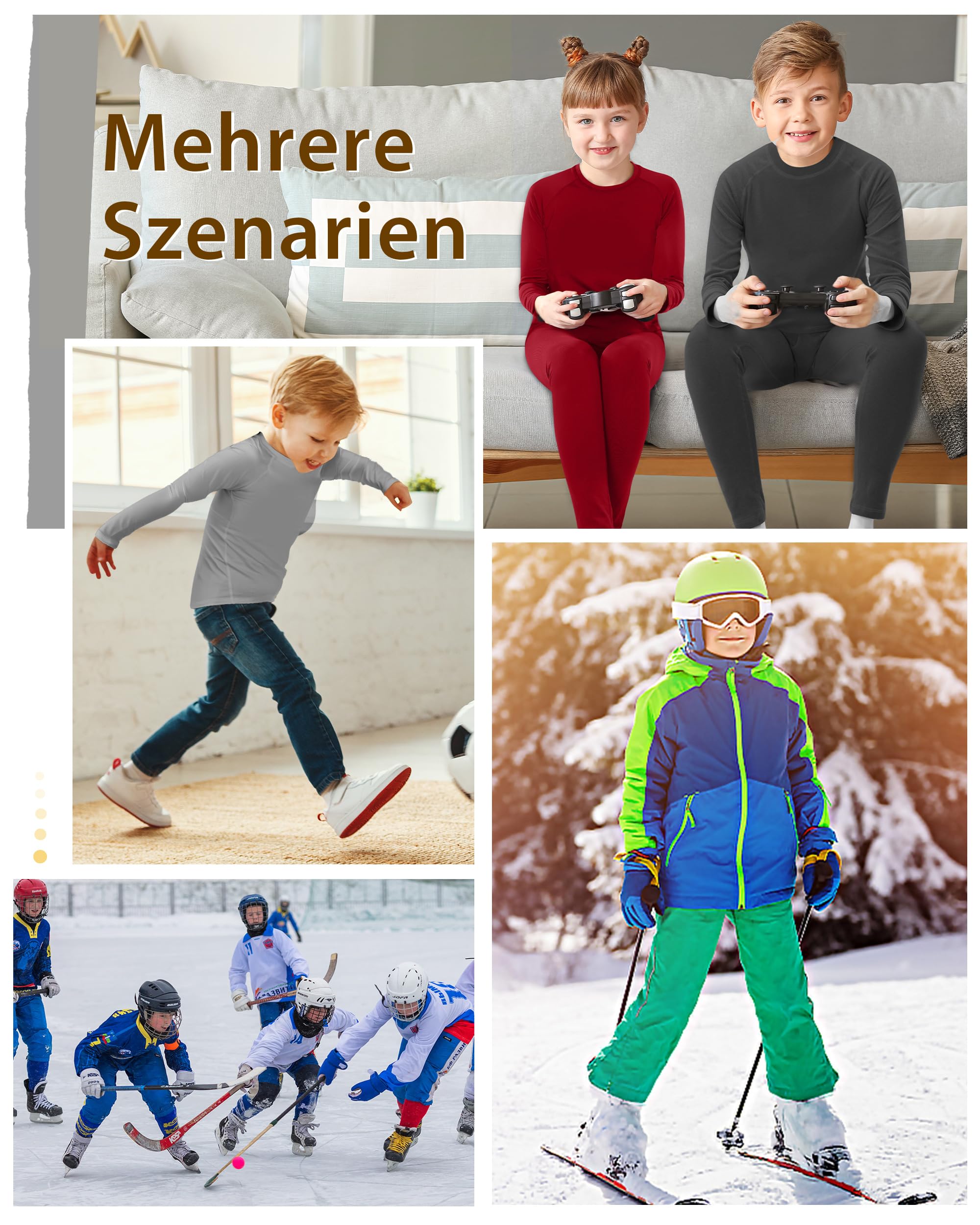 Roadbox Thermo Langarmshirt Kinder für Schule Sport Fleece Unterhemd | Fleece-gefüttertes Thermo Langarmshirt für Jungen，Bietet Wärme und schnelltrocknenden Komfort für Schule und Sport.