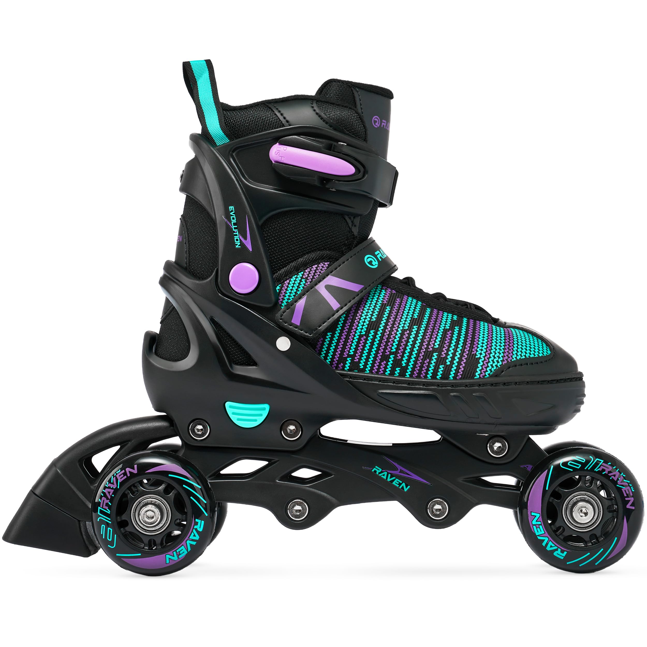 RAVEN 3in1 Inline Skates Pattini in linea Triskates Pattini a rotelle per bambini, adulti, ragazze e donne regolabili Cande