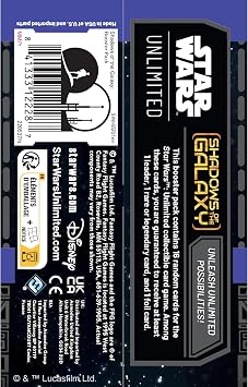 Star Wars: Unlimited Trading Card Game Shadows of The Galaxy Booster Pack - Fast-Paced Trading Card Game for Kids and Adults, Ages 12+, 2+ Players, 20 Minute Playtime, Made by Fantasy Flight Games