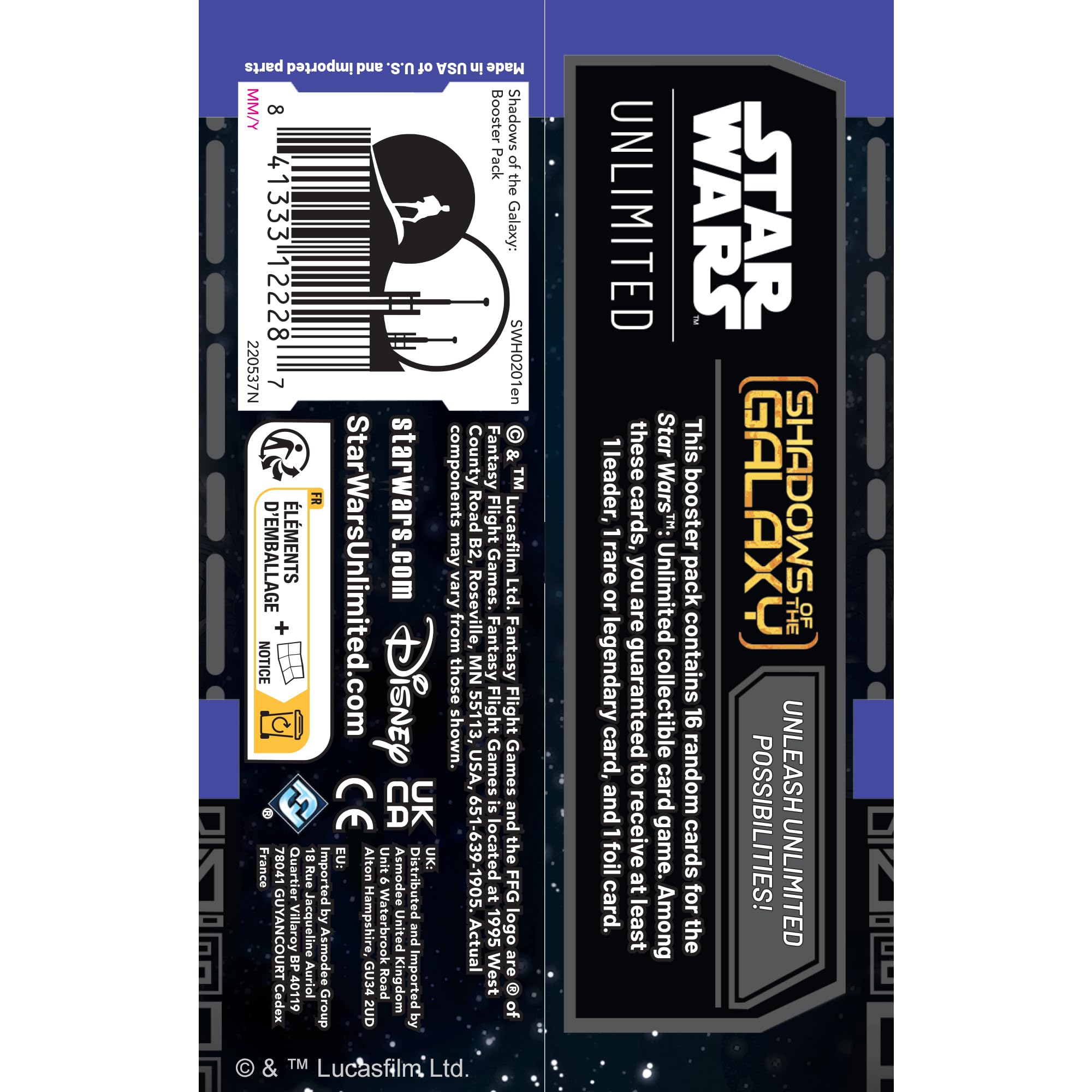 Fantasy Flight Games, Star Wars: Unlimited Trading Card Game Shadows of the Galaxy BOOSTER PACK
