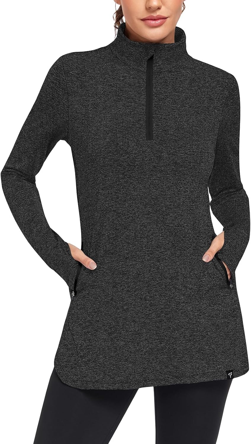 Soneven Women's Thermal Running Fleece Long Sweatshirts Turtleneck Long Sleeve Pullover Winter With Thumbholes and Pockets - Image 2