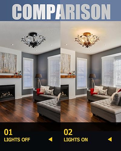 Miniatura 3 de SONLA Lámpara de techo, lámpara de techo de cristal vintage, lámpara de techo de ramas de cristal para pasillo de cocina, lámpara de techo negra de