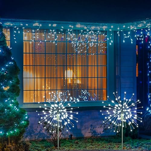 Miniatura 7 de LIGHTSHARE Bola iluminada de 12 pulgadas, 80 luces LED de fuegos artificiales, bola colgante de doble uso para patio, pasarela, decoración de