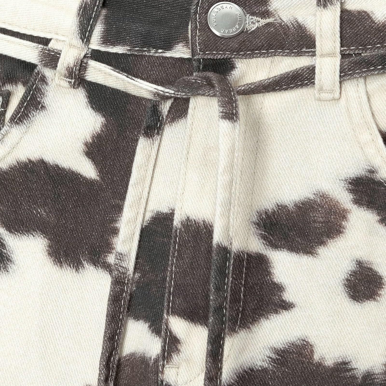 Pantalon Fluide Femme été, Pantalons De Sport Femme,Jean Délavé pour À Motif Bovin Décontracté Coupe Droite Confortable en Denim Casual