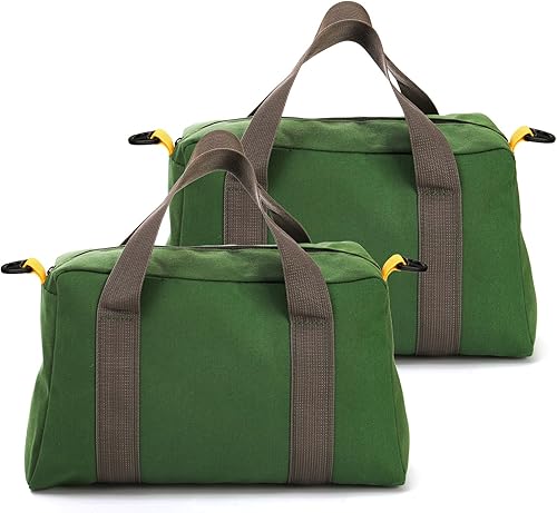 Paquete de 2 bolsas de herramientas de boca ancha, bolsa de almacenamiento de herramientas de lona resistente de 14 pulgadas, bolsa organizadora de