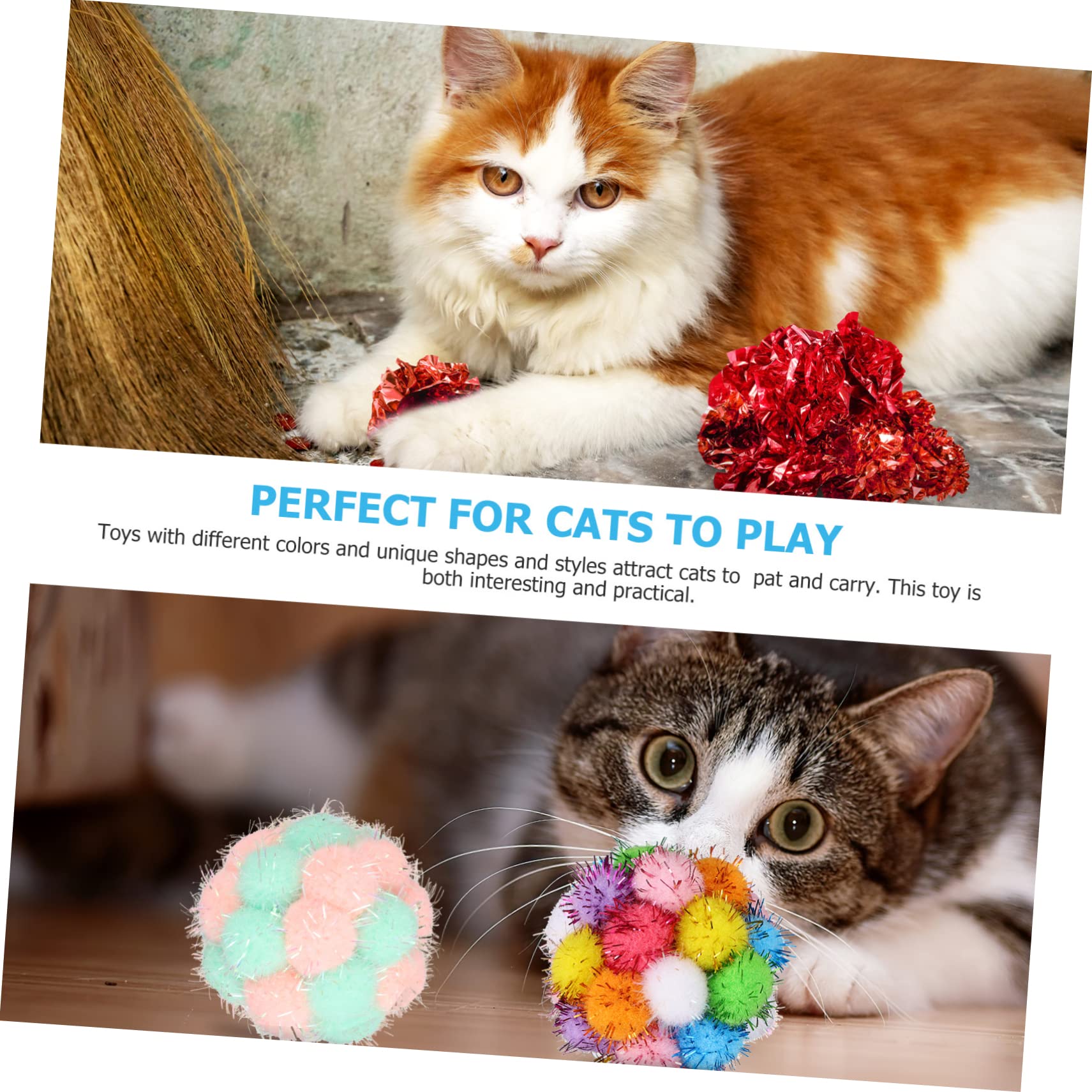 minkissy 125 Piezas Pelota de Peluche perseguir Bolas para Gato Gatito Juguete Pelota interactiva para Gatos Bolas Arrugadas pequeñas Masticar Bola de Gato Bola de Sonido película Pista