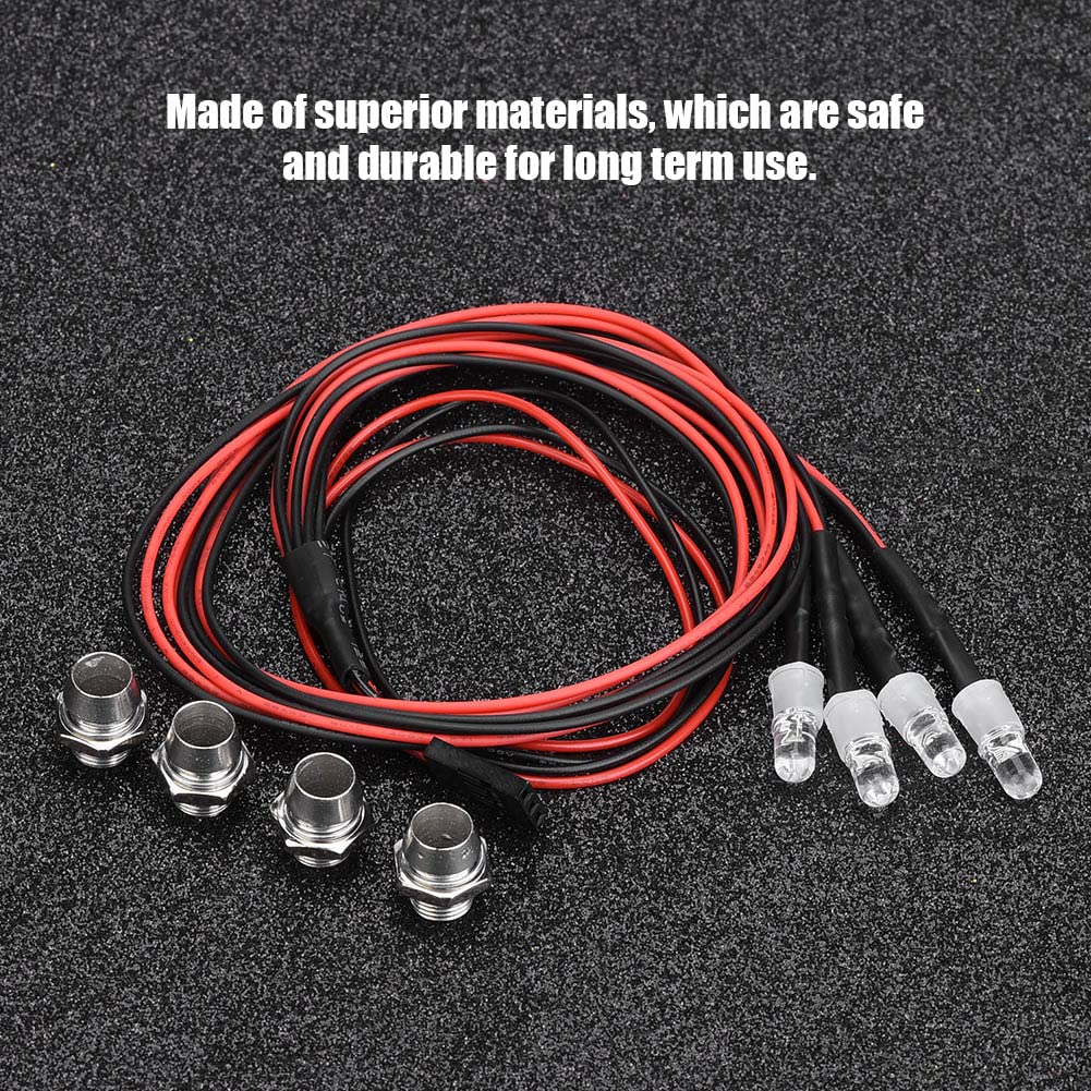 RC Car LED Lights, 4 sztuki 5mm Reflektory Zestaw reflektorów tylnych do akcesoriów do samochodów ciężarowych 1/10 (13# Białe światło + czerwone światło)