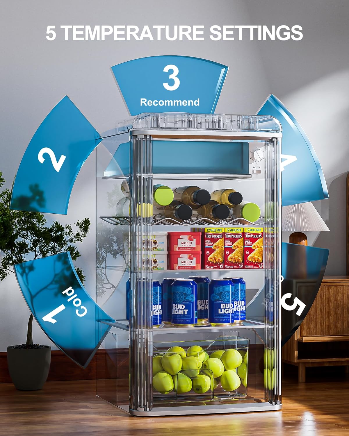 3.4 Cu.Ft. Beverage Refrigerator and Cooler, 120 Can Mini Fridge with Freezer Small Drink Cooler with Glass Door for Soda Beer or Wine for Office or Bar with Adjustable Removable Shelving