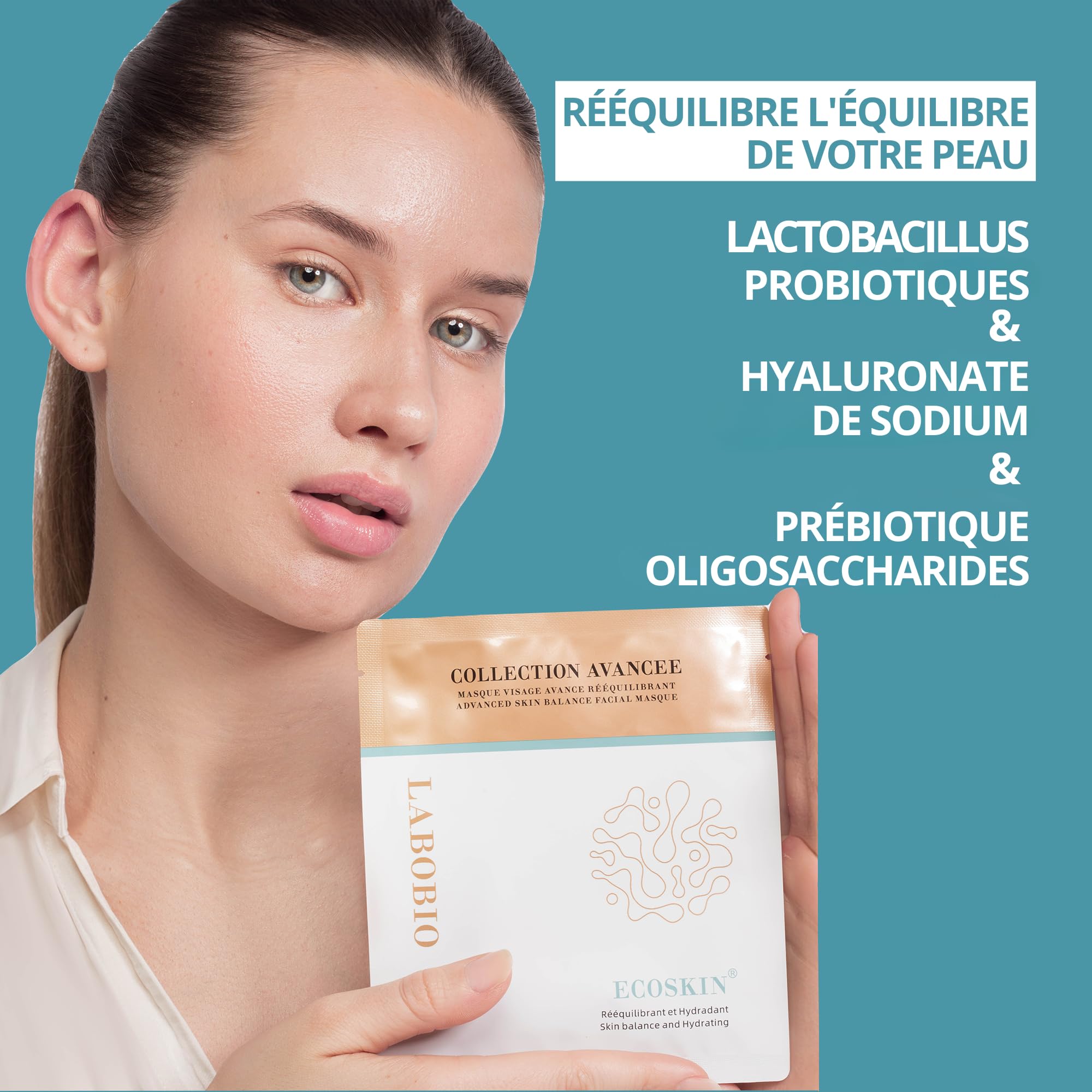 Masque Visage Hydratant & Apaisant – Lot de 6 Masques | Hydratation Intense | Soin Visage | Fabriqué en France | LABOBIO