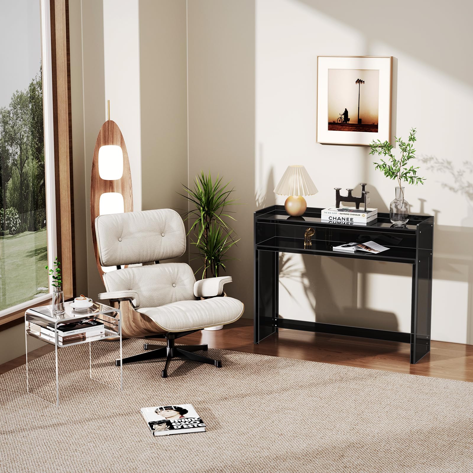 Consolle In Acrilico Trasparente - Tavolo Stretto 100x20x80 Cm Per Ingresso O Dietro Divano - Foto 8