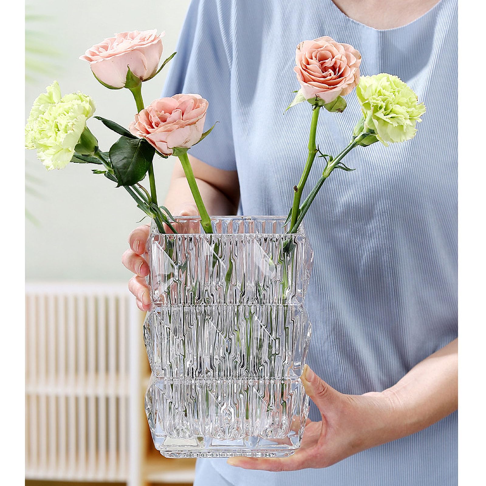 Glazen vaas, decoratie, bloemenvaas voor tafeldecoratie Glazen vaas, decoratie, bloemenvaas voor tafeldecoratie