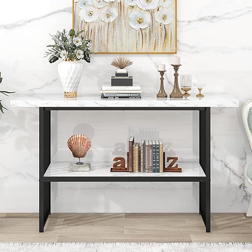 AMNOOL Modern Console Table with 2 Shelves, Extra Long Console Table with Metal Frame for Entrance, Hallway, Living Room, Foyer, Hallway, Office disponible en Yaxa Colombia