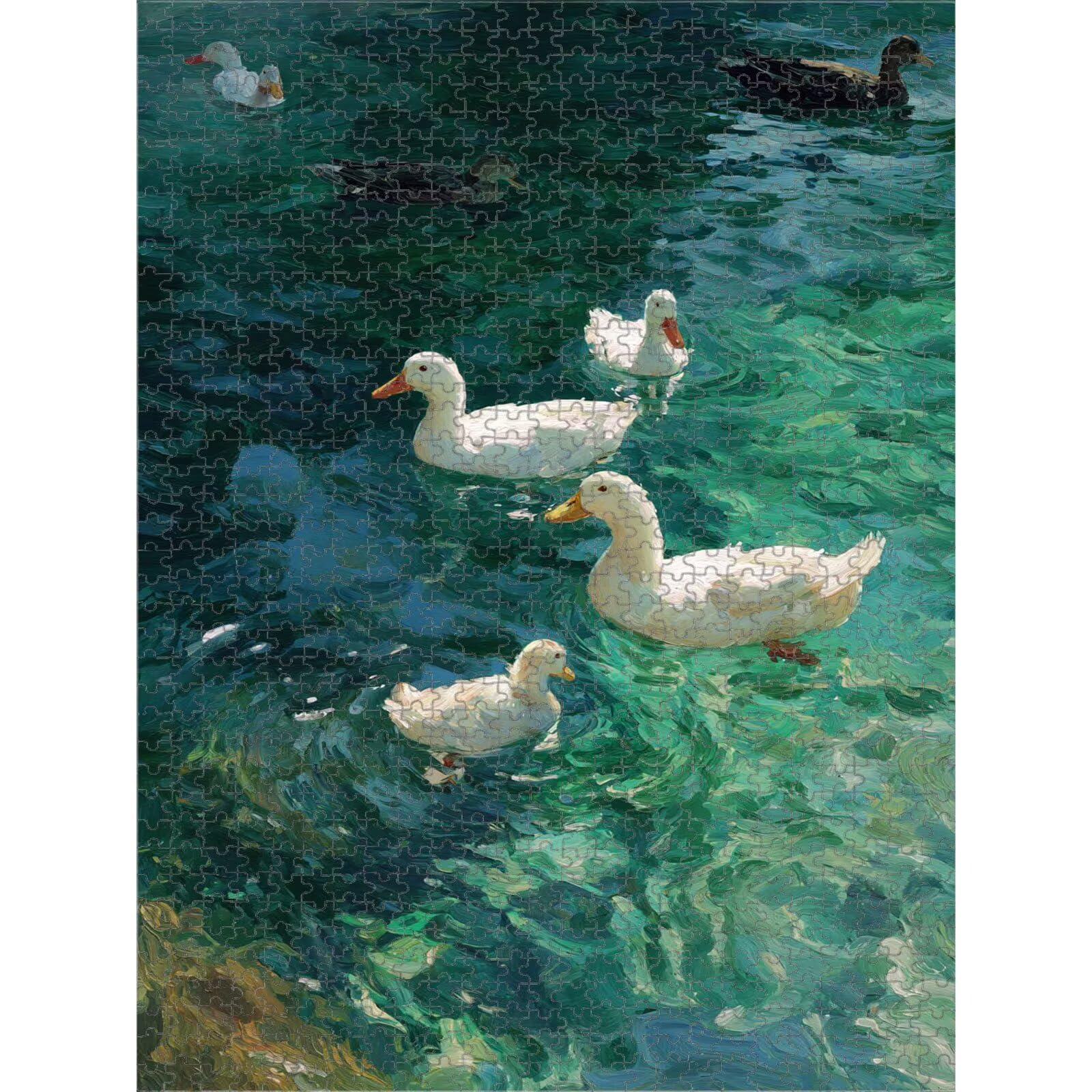 Puzzle 1000 Pièces, Canard & Vert Puzzle en Bois Durable 1T#1857 | Puzzle en Bois, Découpe de Précision, Encres aux Couleurs Vives, Loisir Relaxant, Décoration Intérieure, Cadeau, 50x75cm